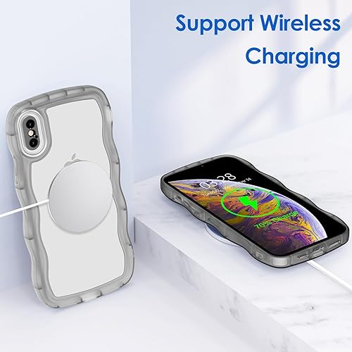 Miniatura 10 de Anuck Funda para iPhone 11 con borde ondulado, diseño trasero transparente, agarre antideslizante, lindo marco ondulado y rizado, a prueba de