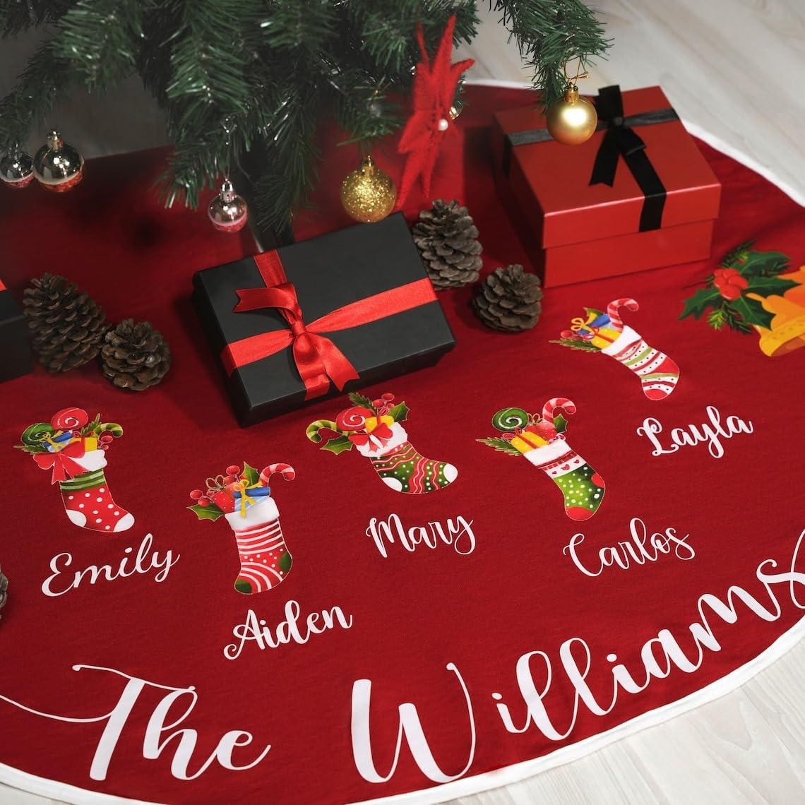 Christmas Tree Skirt, Personalized Christmas Tree Home Decor, Christmas Tree Cover, Custom Tree Skirt, Christmas Decoration (Style 1)