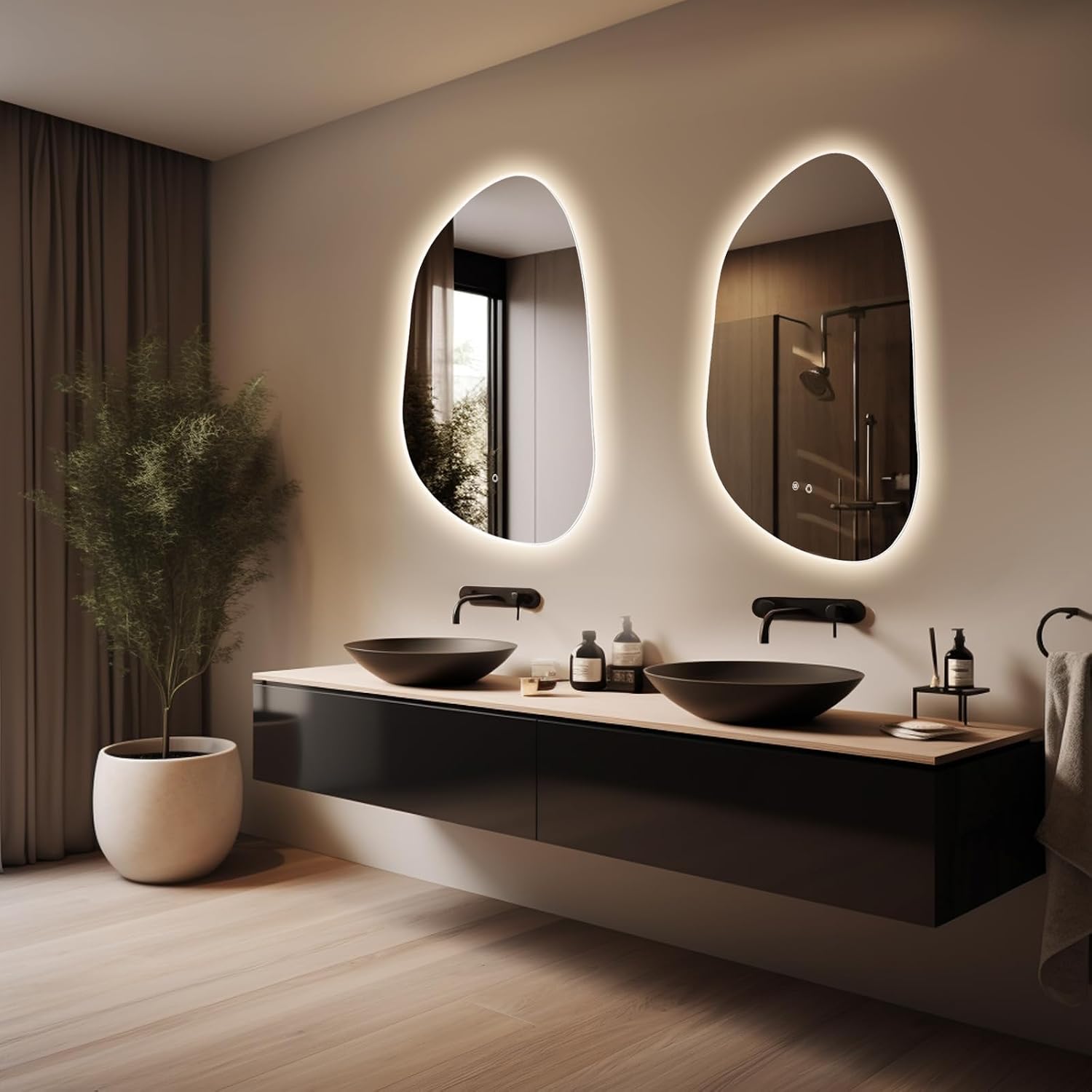 HOMECOOKIN LED Bathroom Mirror with Lights, 22 x 30 Inch Backlit LED Bathroom Mirror, Anti Fog Mirror for Bathroom, 3 Colors and Dimmable Light, Horizontal/Vertical