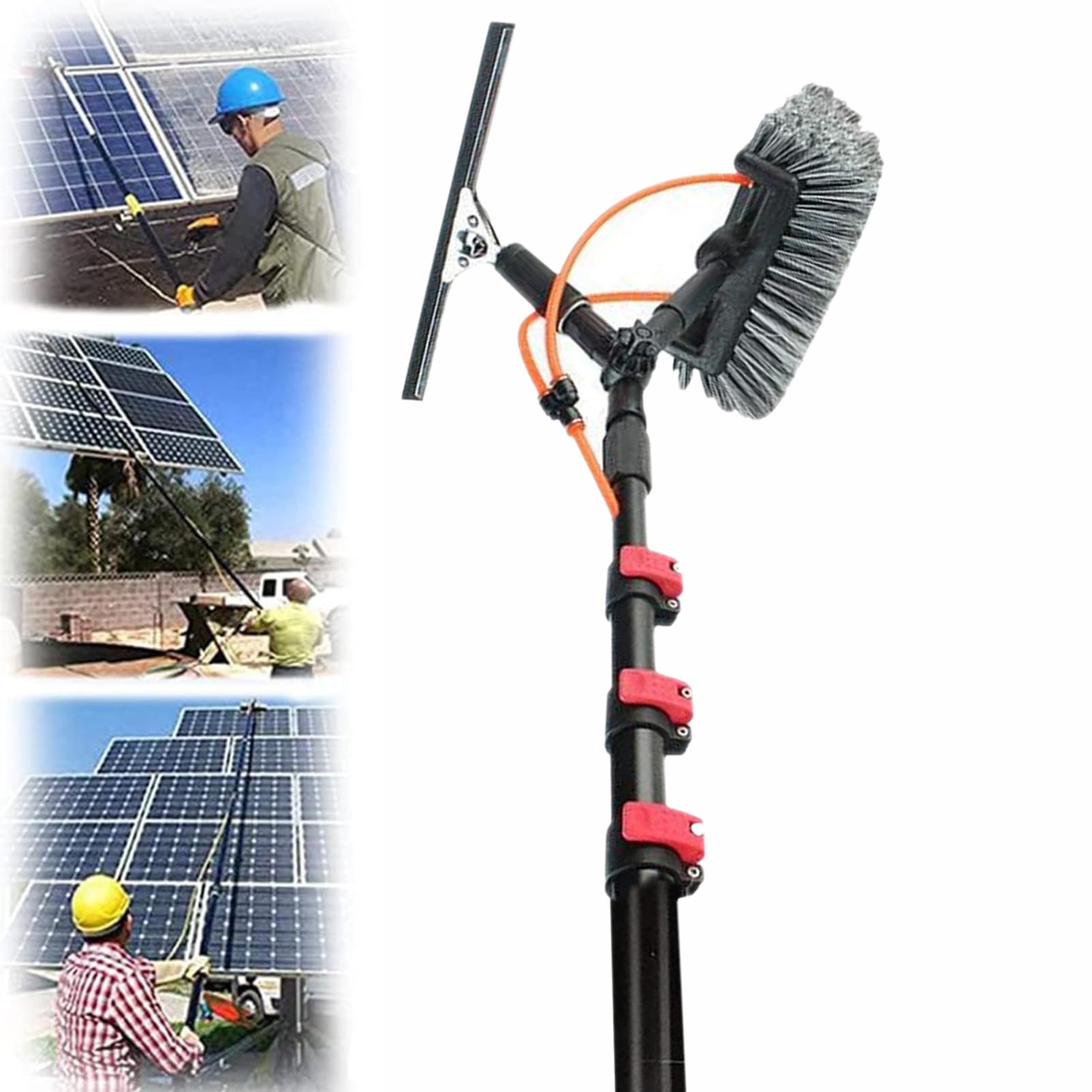 AYCDL Cleaning Brush Water Fed Window Cleaning Pole Conservatory Solar Panel Extension Extendable Extended Telescopic Brush Squeegee Equipment Hose Fed Kit,36Ft/10.8M,36FT/10.8M