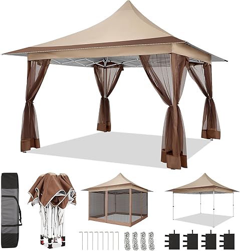 Miniatura 16 de COBIZI Toldo desplegable de 12x12 para patio en oferta con mosquitero, carpas para patio en oferta, tienda de campaña al aire libre con bolsa