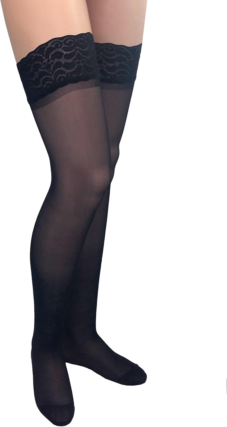 ITA-MED Sheer Thigh Highs Compression (20-22 mmHg), Beige, X-Large, 3 Count