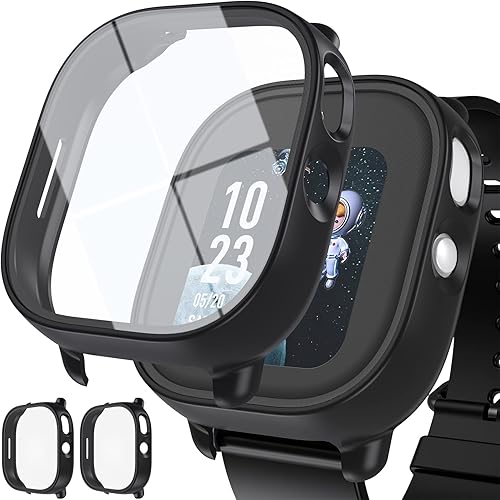 Miniatura 8 de BESINPO Paquete de 2 Gizmo Watch 3 protectores de pantalla, funda para Gizmo Watch 3 niños, vidrio templado 9H, policarbonato duro, cobertura