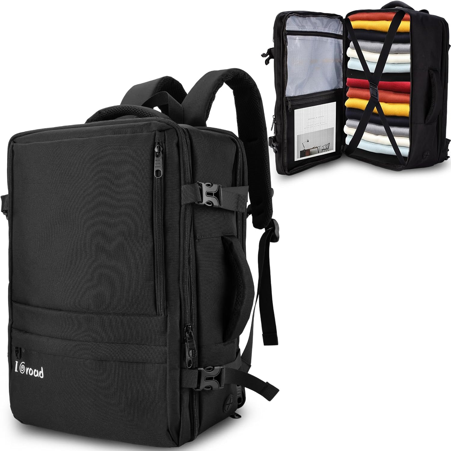 Large Travel Backpack for Men Women, 40L Carry On Backpack Flight Approved, 17.3 Inch Laptop Backpack, TSA Water Resistant Business Weekender Luggage Personal Item Bag - Image 8