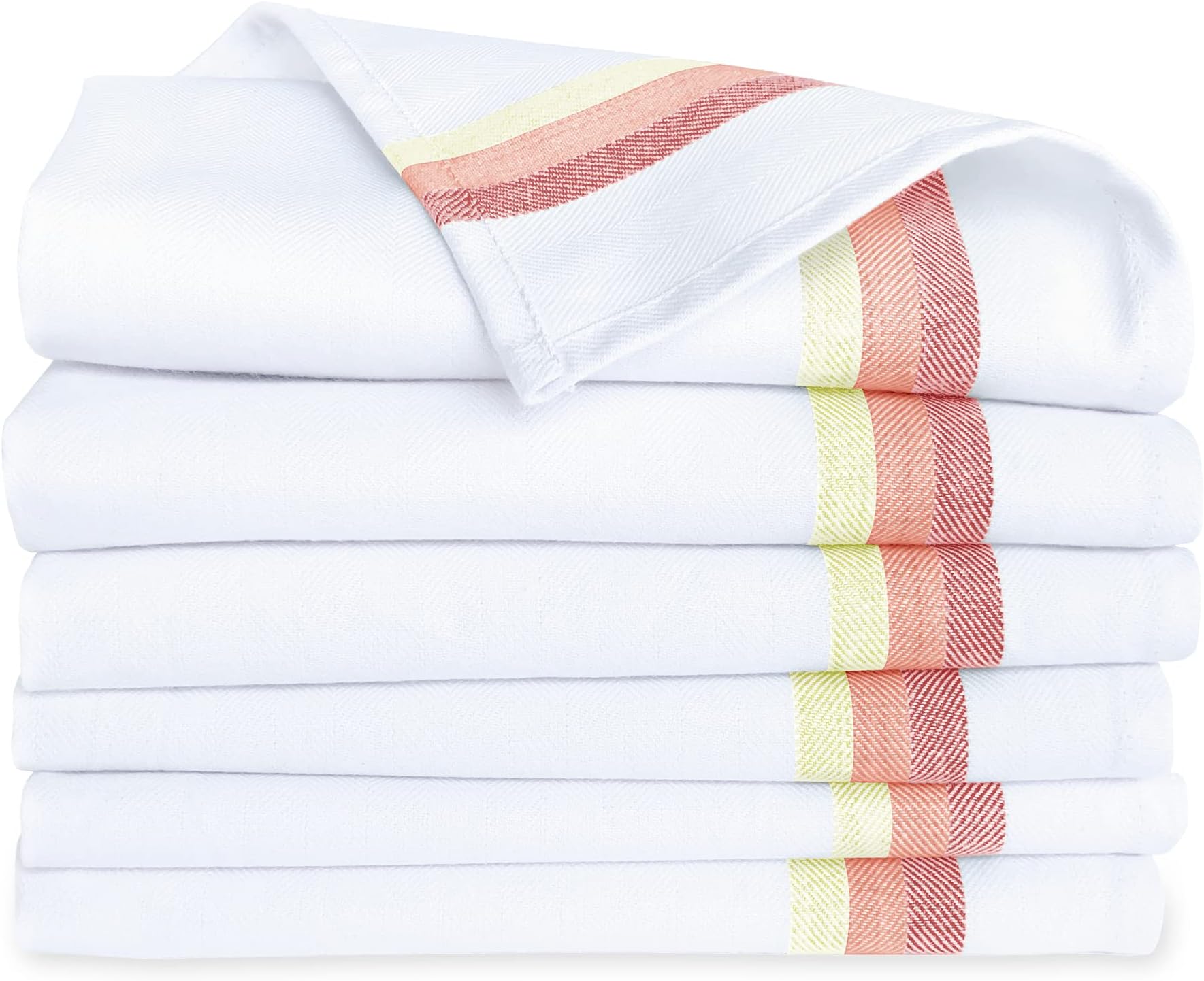 Harringdons Kitchen Dish Towels - Tea Towels 100% Natural Cotton - Large Dish Cloths - Lint Free Soft and Absorbent (Red, 6)