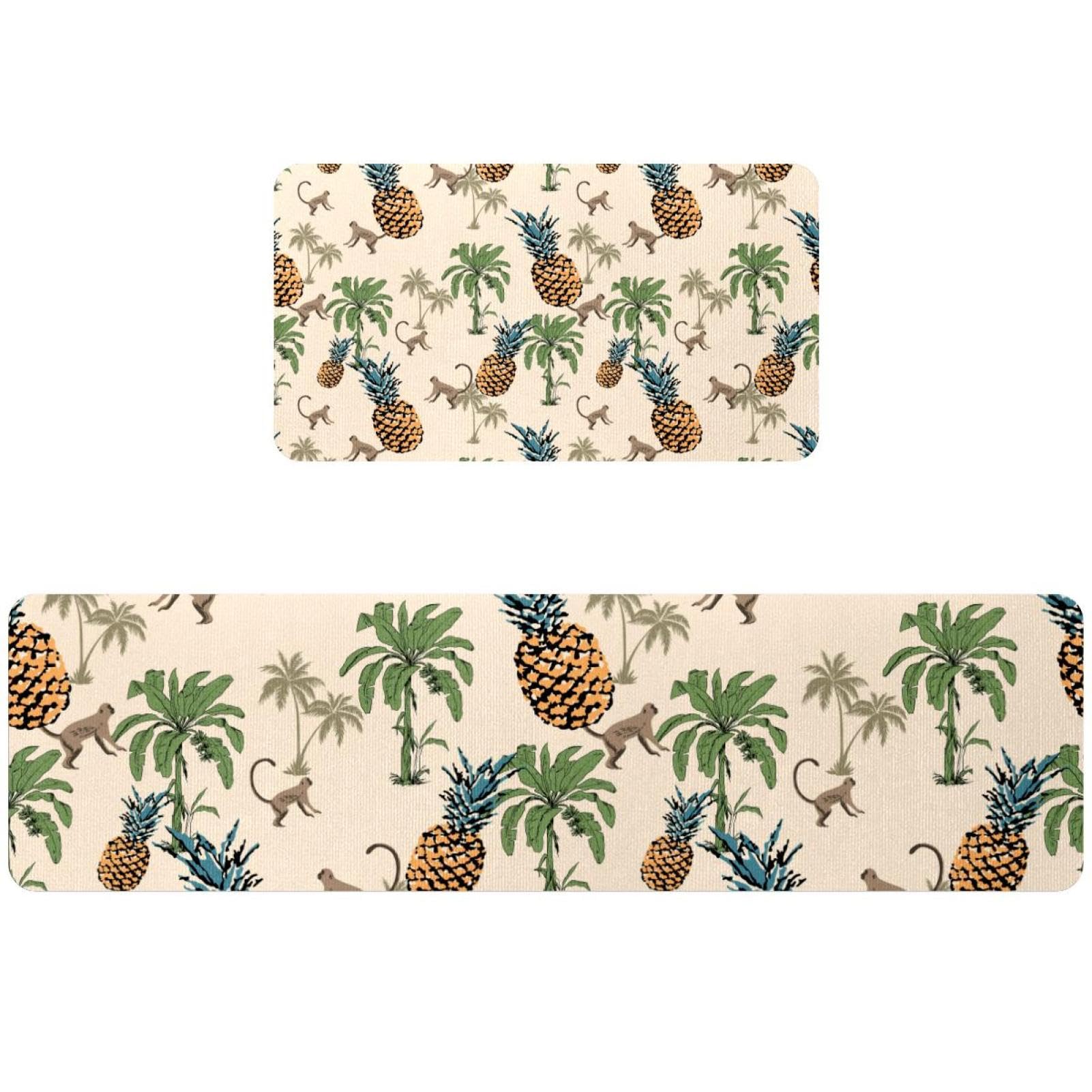 Tapis de cuisine absorbant et lavable avec motif tropical lot de 2