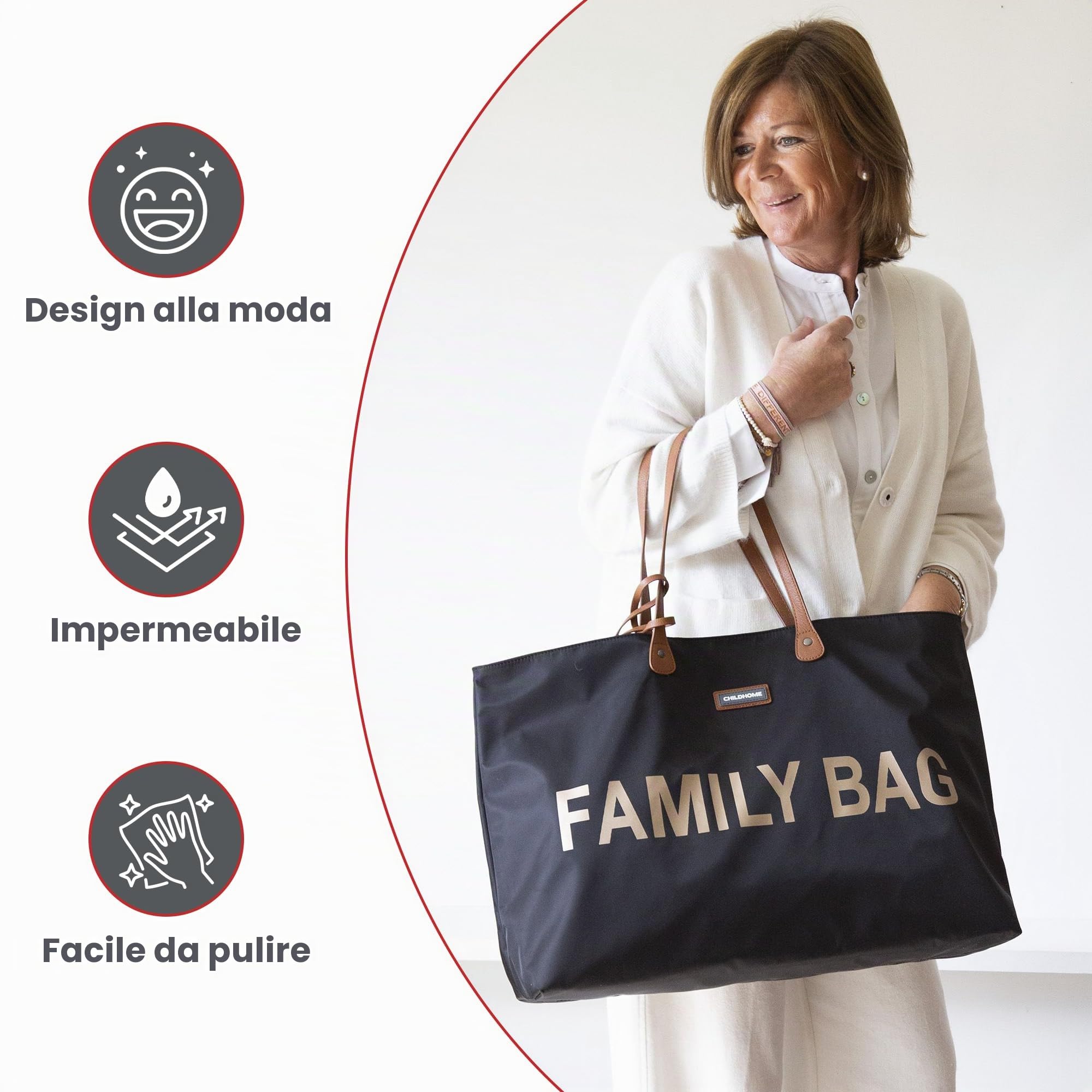 CHILDHOME Family Bag Borsa Fasciatoio Borsa da Viaggio Weekend Grande Capacità Nero e Oro