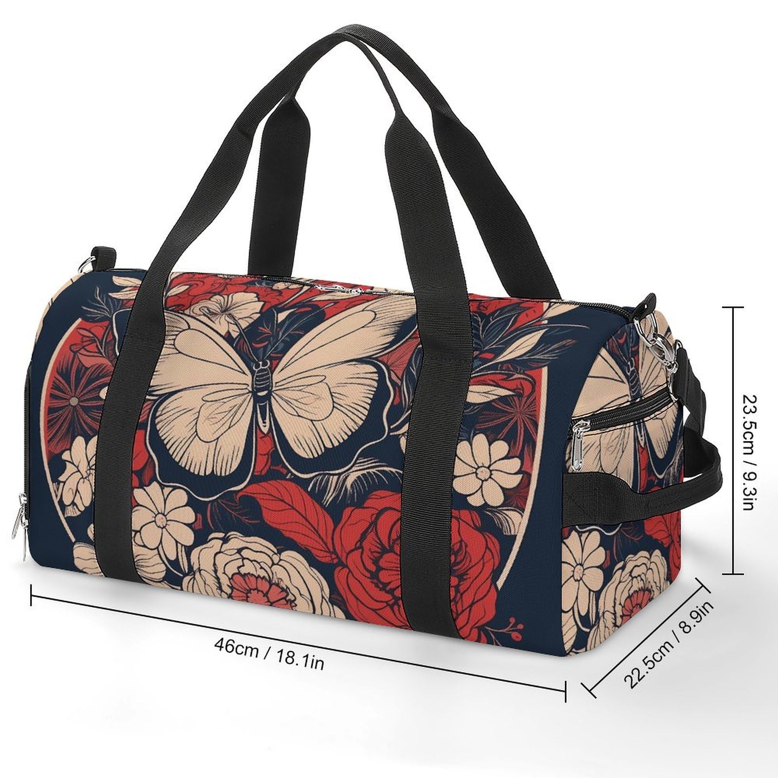 Sporttasche für Damen und Herren, mit Schuh- und Nassfach, Reisetasche, Kunstblume mit weißer Wochenendtasche, Handgepäcktasche für Schwimmen, Fitness, Workout, Sport, Seesack, Stil 2, Einheitsgröße,