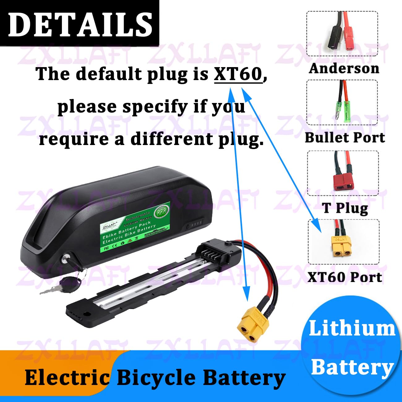 Lithiumbatterie 36V E-Bike-Akku 48V Ersatzbatterien 52V Elektrofahrradbatterien mit BMS, Ladegerät, Diebstahlsicherung, Betriebsanzeige und 5-Pin-Entladesockel