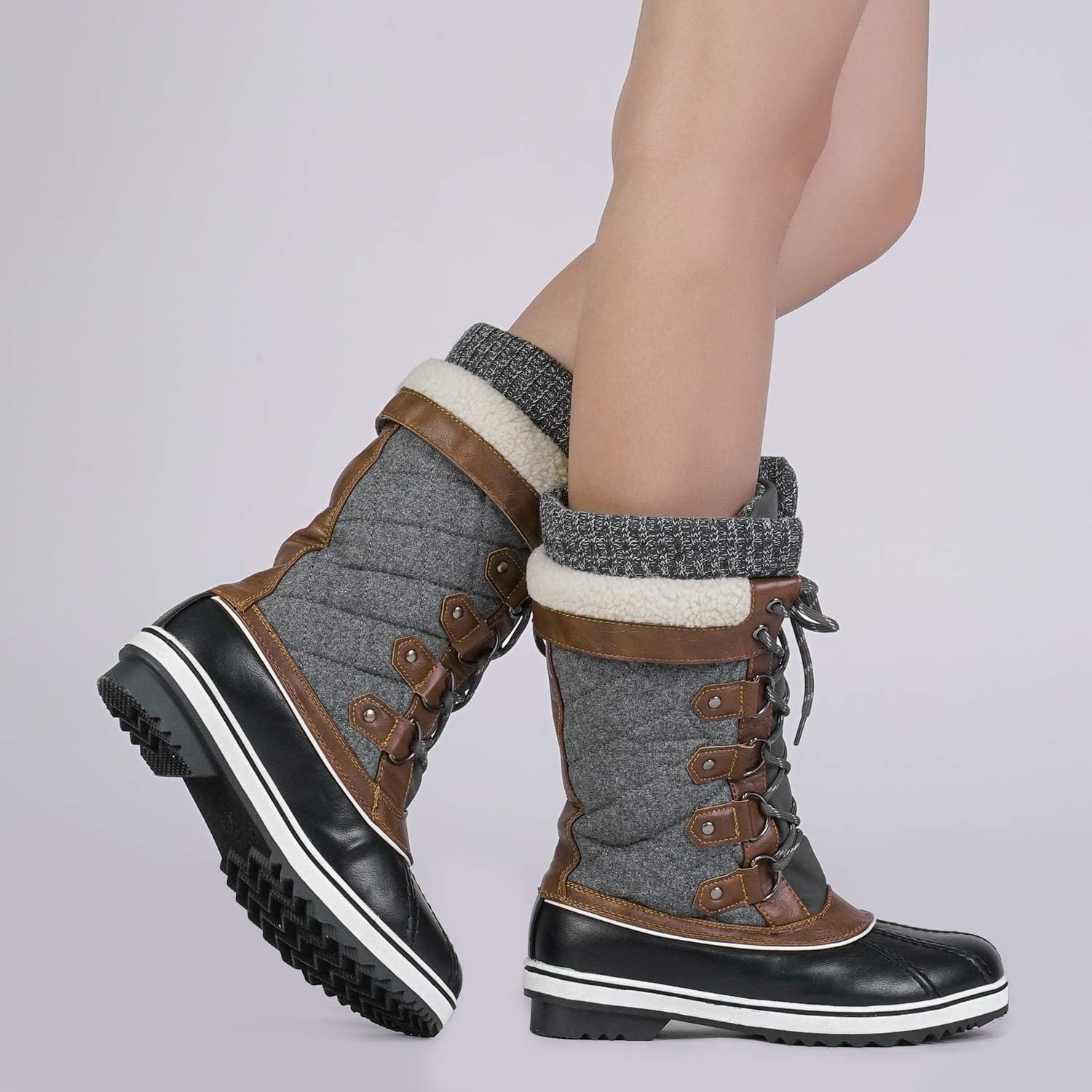 DREAM PAIRS Women's Mid-Calf Waterproof Winter Snow Boots MONTE_02