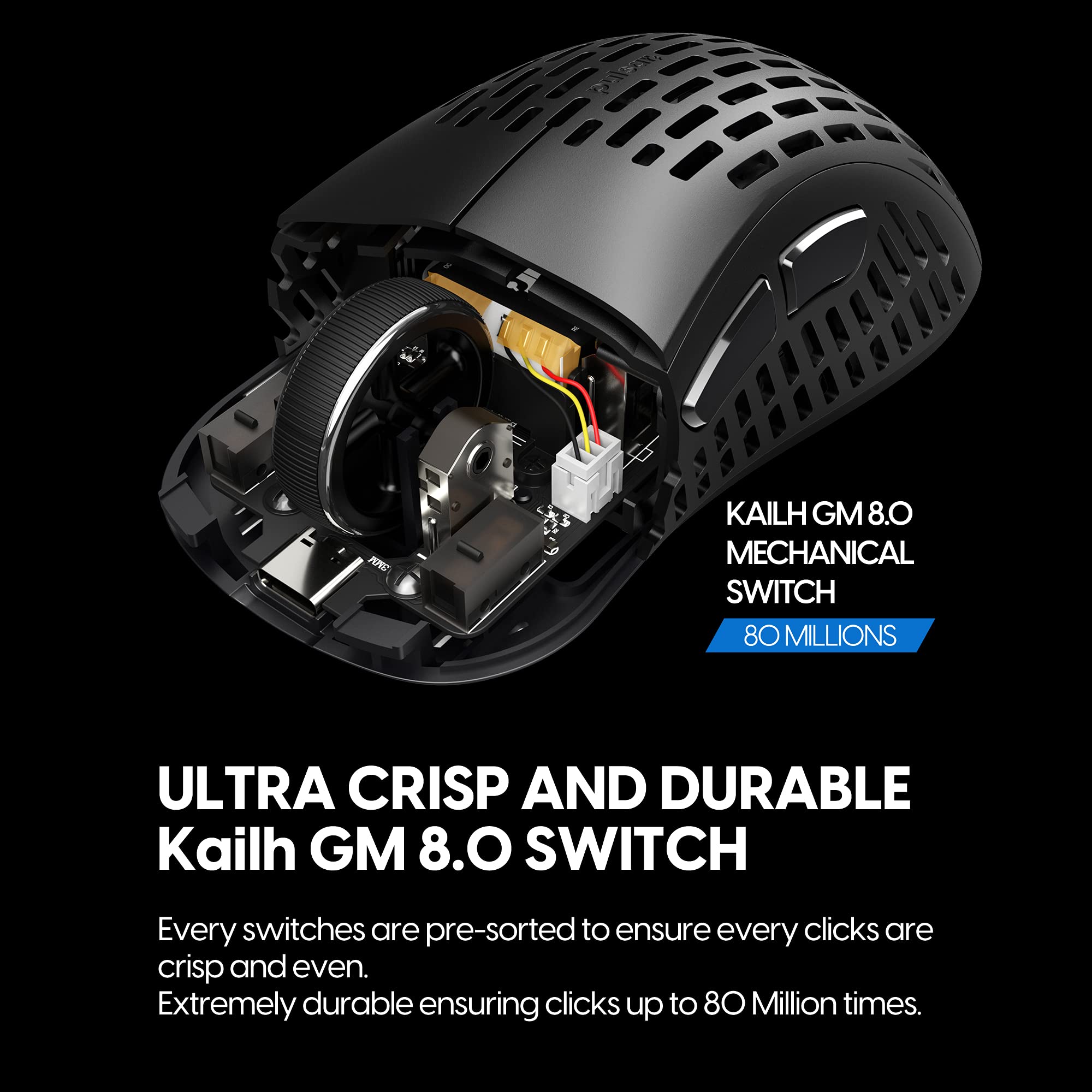 Pulsar Gaming Gears - Xlite - Ratón inalámbrico ultraligero de alto rendimiento, súper ligero y rápido, ergonómico, 2.4 GHz, 1 ms, 20000 DPI con sensor óptico PAW3370 (renovado)