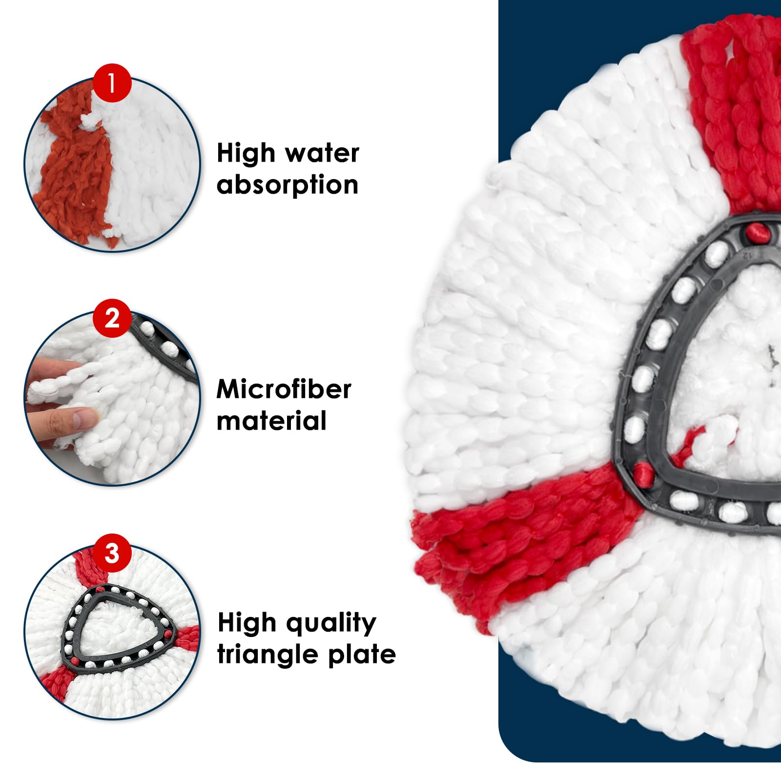 (4Pack) SUPERFA Mop Heads Compatible with Vileda 2-in-1 Turbo 4 Pack, White - Produktbild 2