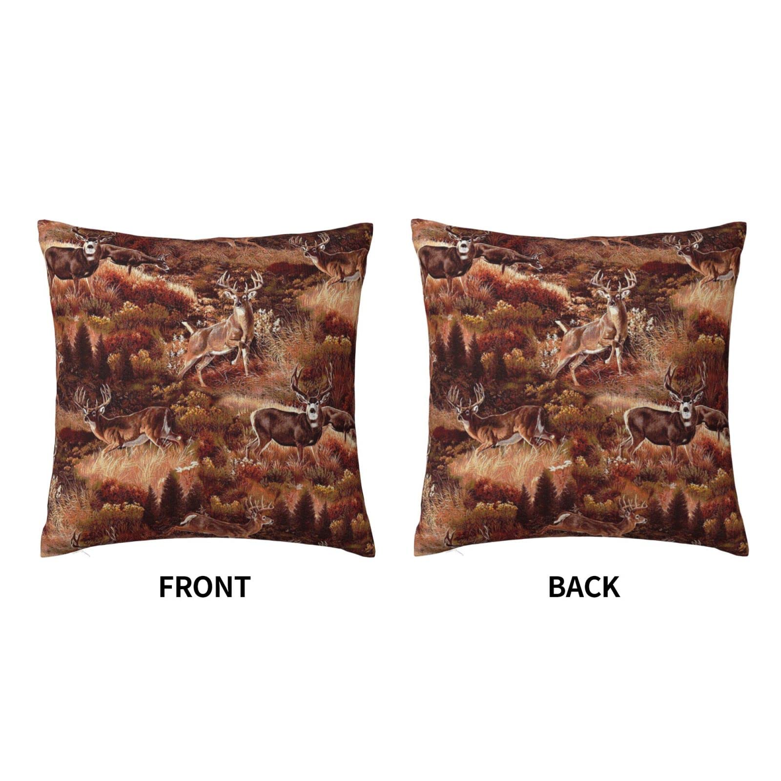 Federa Decorativa Per Cuscino Con Cervo E Foresta Nebbiosa | 45x45 Cm
