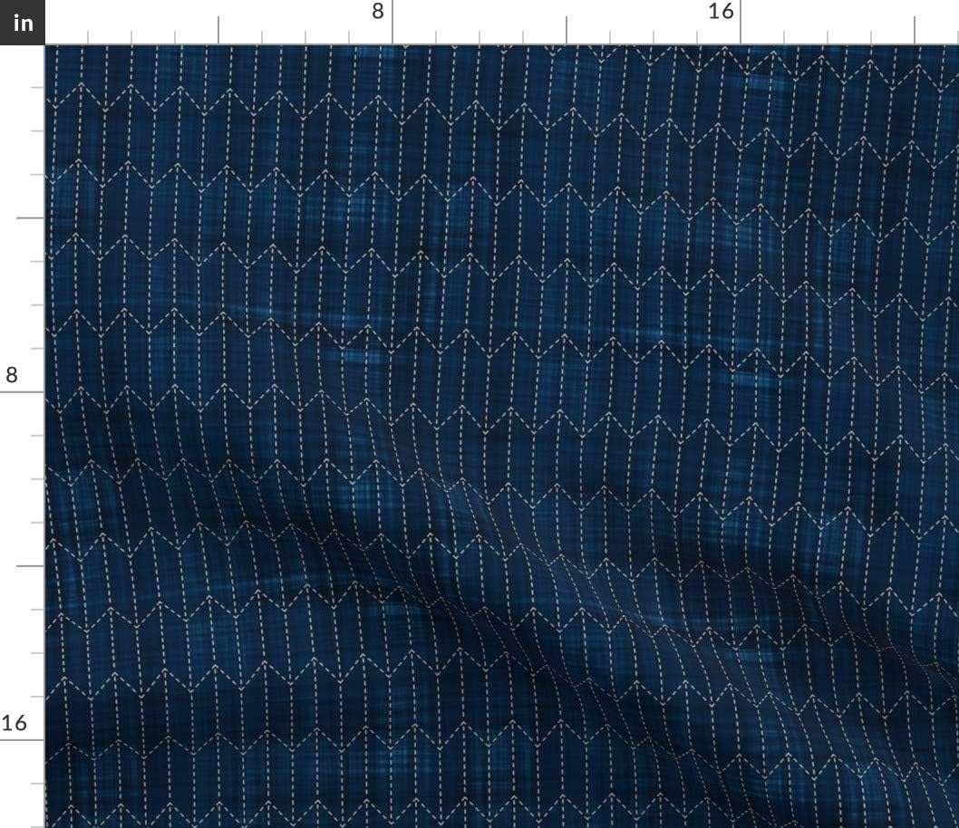 Spoonflower Fabric - Arrow Feathers Japanese Origami Sashiko Feather Chevron Abstract Printed on Petal Signature Cotton Fabric by The Yard - Sewing Quilting Apparel Crafts Decor
