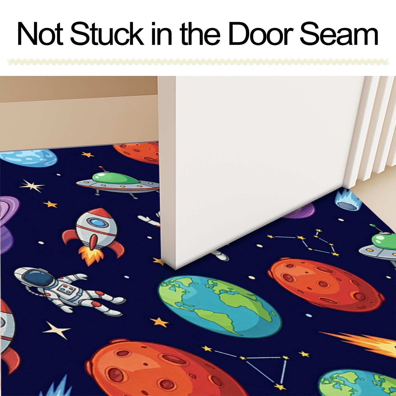 Felpudo Entrada Casa Constelación Planeta Astronauta 80x120cm, Alfombra Interior de Bienvenida Tema Espacial Dibujos Animados Antideslizante, Felpudo de Entrada Alfombrilla para Puertas, Pasillo