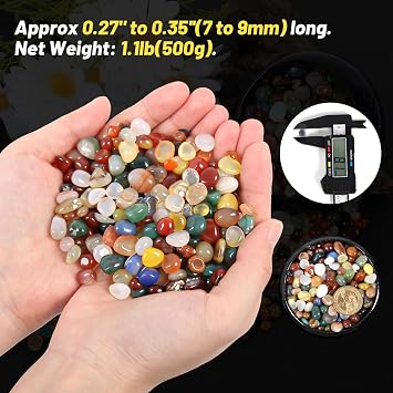 1.1 lb Multicolor Agate Chips, Decorative Stones for Plants & Crafts