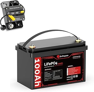 DR.PREPARE 12V 100Ah Trolling Motor LiFePO4 Battery with 60A Circuit Breaker Kit, Group 31 Lithium Iron Phosphate Battery with 100A BMS, Grade A+ Cells, Low-Temp Protection for Boats, Marine, RV