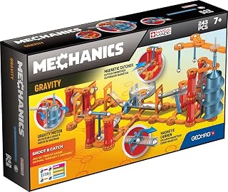 Geomag - Mechanics Gravity Shoot & Catch - 243-Piece Building Set with Magnetic Motion, Certified STEM Marble Run Construction Toy for Ages 7 and Up, Multicolor (774)
