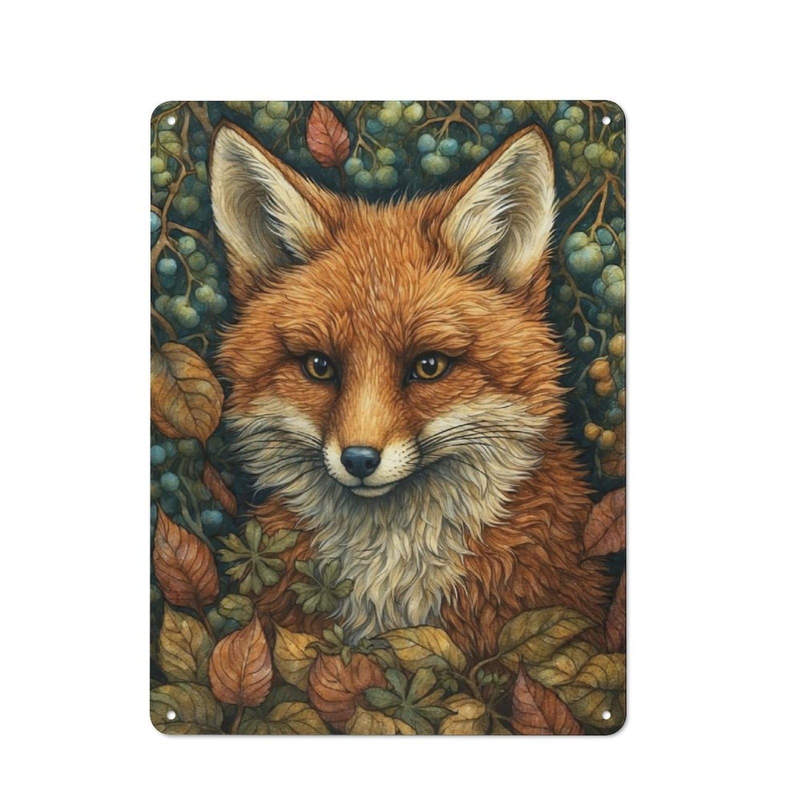 Junmoney Fox In Whimsical Forest Retro Metal Wall Sign 40X30cm With For Garage Wall, Suited To Garage Decor Collectors