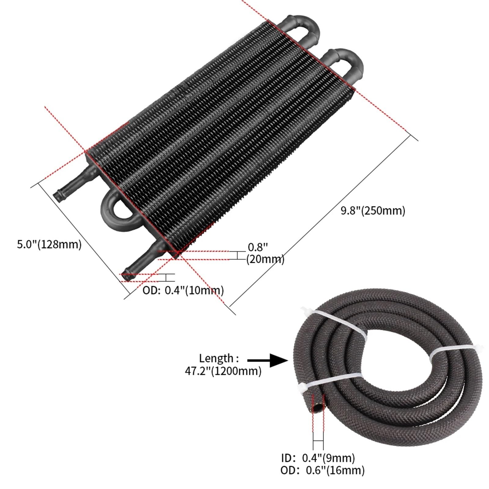 Kit Radiatore Olio A 4 File, 6 File, 8 File, Radiatore In Alluminio, Piastra Di Trasmissione Per Auto E Alette, Radiatore Olio, Convertitore Radiatore Transmission Oil Cooler(8 Row Silver)