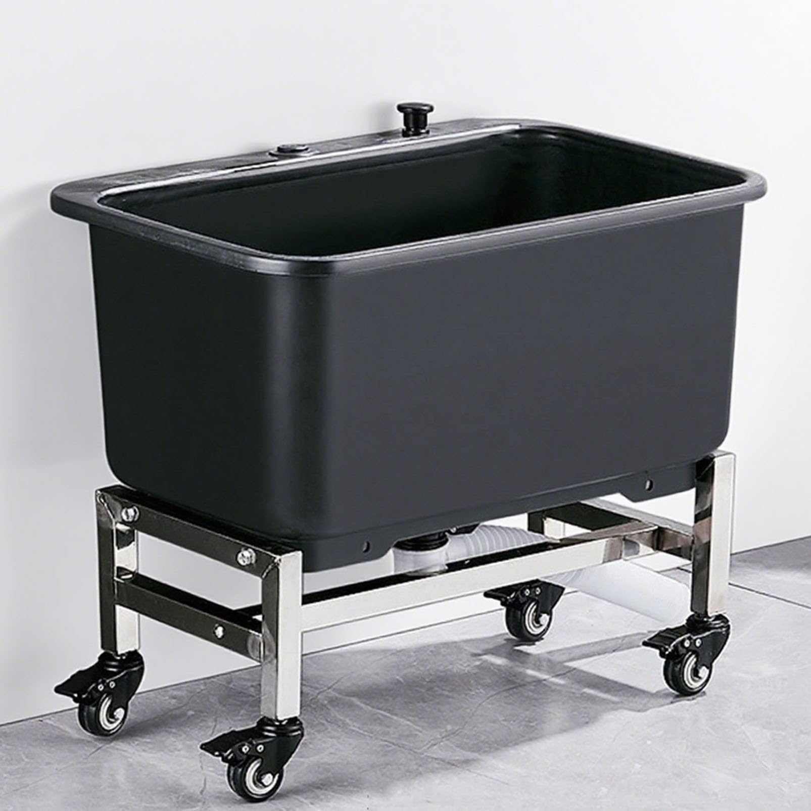 Fregadero portátil con kit de drenaje, lavabo de utilidad resistente para lavandería, limpieza de mascotas y mantenimiento de suelos, fregadero duradero para un uso versátil, color gris