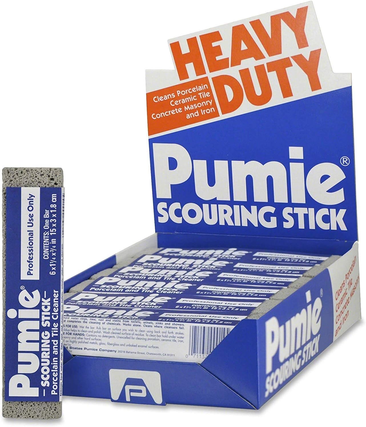 Pumie UPM12 Scouring Stick, Gray Pumice, 53/4 x 3/4 x 11/