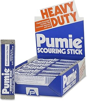 PUMIE Heavy Duty Scouring Sticks, By United States Pumice Co, Cleans Porcelain, Ceramic Tile, Concrete Masonry and Iron, Institutional Pack of 12 Bars, UPM 12