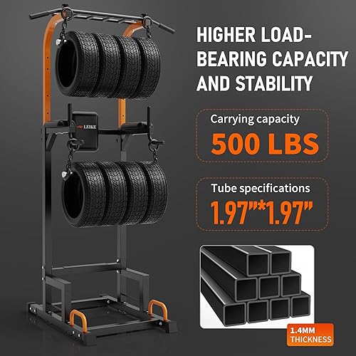 Miniatura 5 de leikefitness Equipo de ejercicio multifunción de torre de energía, estación de inmersión para dominadas, altura ajustable para gimnasio en casa,