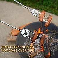 Vista 6 de Palos para asar perros calientes de servicio pesado para fogata, palos para malvaviscos extensibles para fogata, palos s'mores de 32" de largo