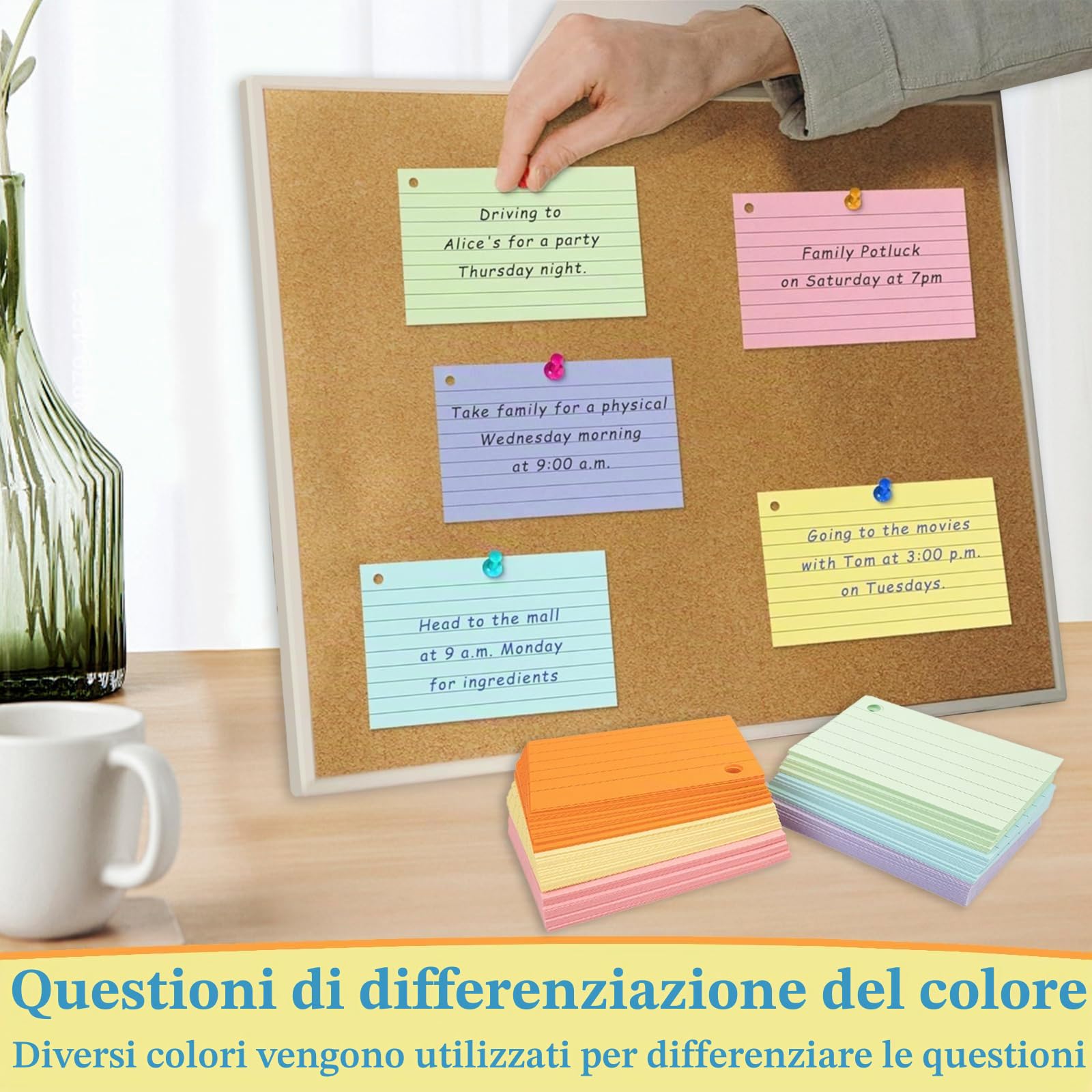 Flashcard A8 600 pezzi foderate con anello per apprendimento vocabolario ufficio scuola casa