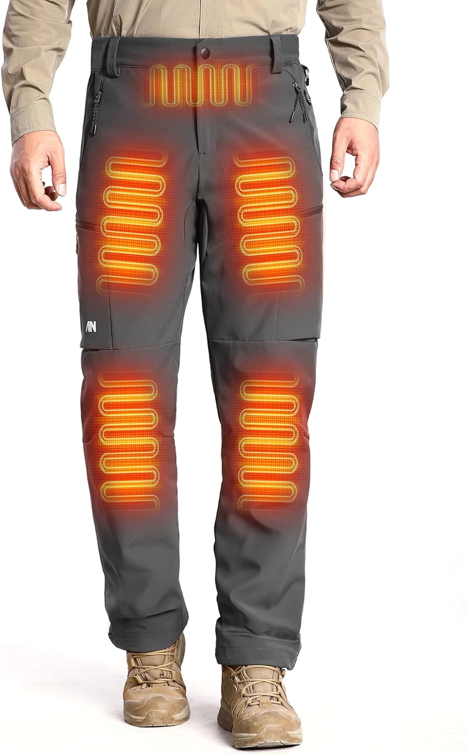 ANTARCTICA GEAR Heated Pants for Men, with 12V Battery, 5-Zone Heating Softshell Outdoor Trousers Hiking Pants