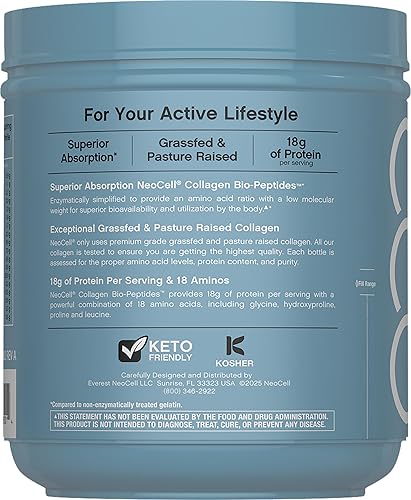 Vista 28 de NeoCell Péptidos súper colágeno, 0.35 onzas de colágeno/paquete de una sola porción; certificado Keto, sin gluten; para una piel, cabello, uñas