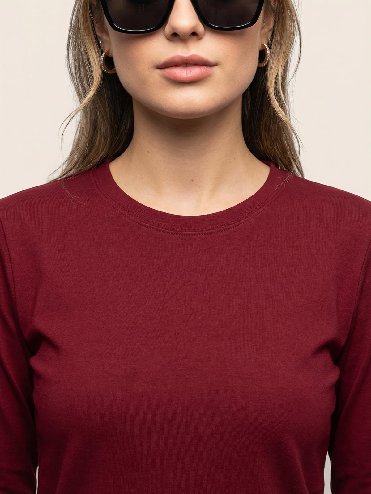 JUNEBERRY Maglietta a maniche lunghe girocollo in puro cotone per donne e ragazze (colori: nero, sughero, verde, blu navy, bianco cigno, bianco)