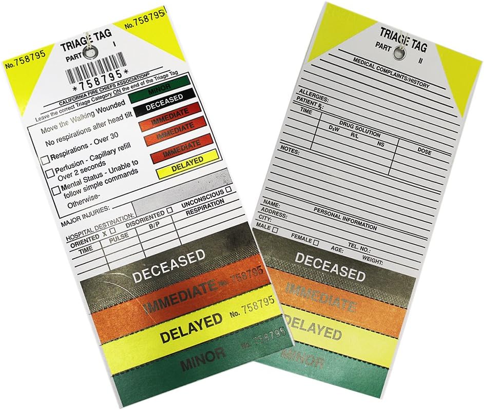 Harris Industries TR-TAG Triage Tag, PK50, 5" Height, 9" Length, 5" Width (Pack of 50)