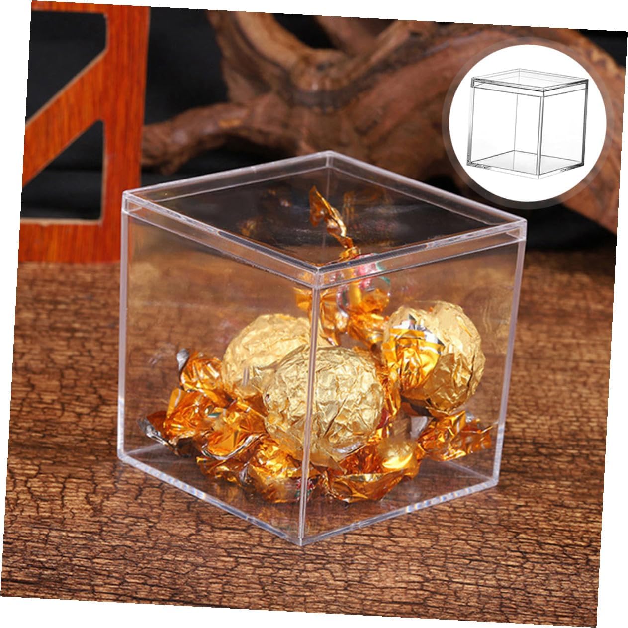 YARNOW 14pcs Mini Square Acrylic Candy Boxes with Lid 210ml Bead Storage Containers for Party Favors and Jewelry Organization