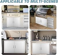 Vista 6 de Puerta de cocina al aire libre, 36" W21 H, puerta doble de barbacoa de acero inoxidable, isla o acceso a la cocina al aire libre