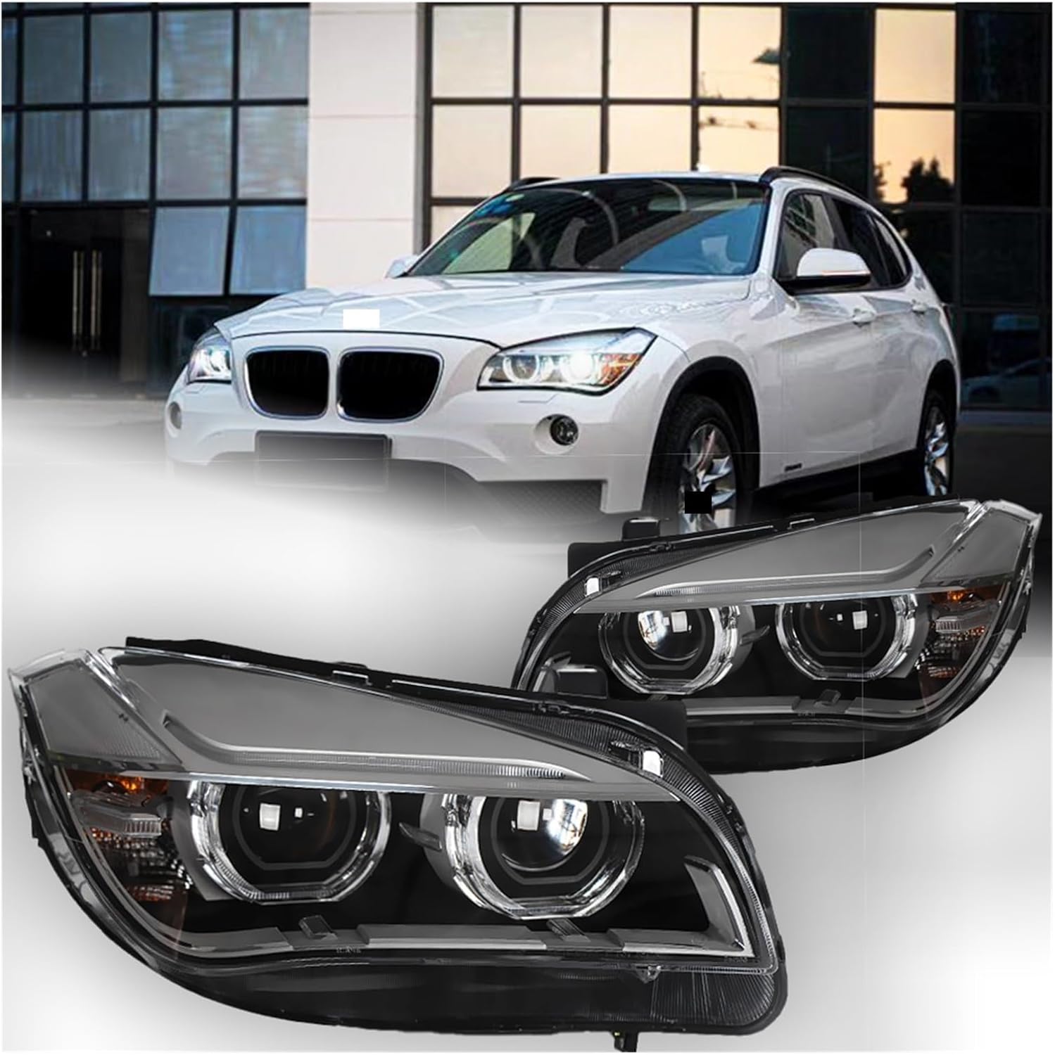 Car Styling Head Lamp Compatible With BMW X1 E84 Headlights 2011-2015 LED Headlight Angel Eye DRL Hid Bi Xenon Automotive Accessories(Headlight No Bulb)