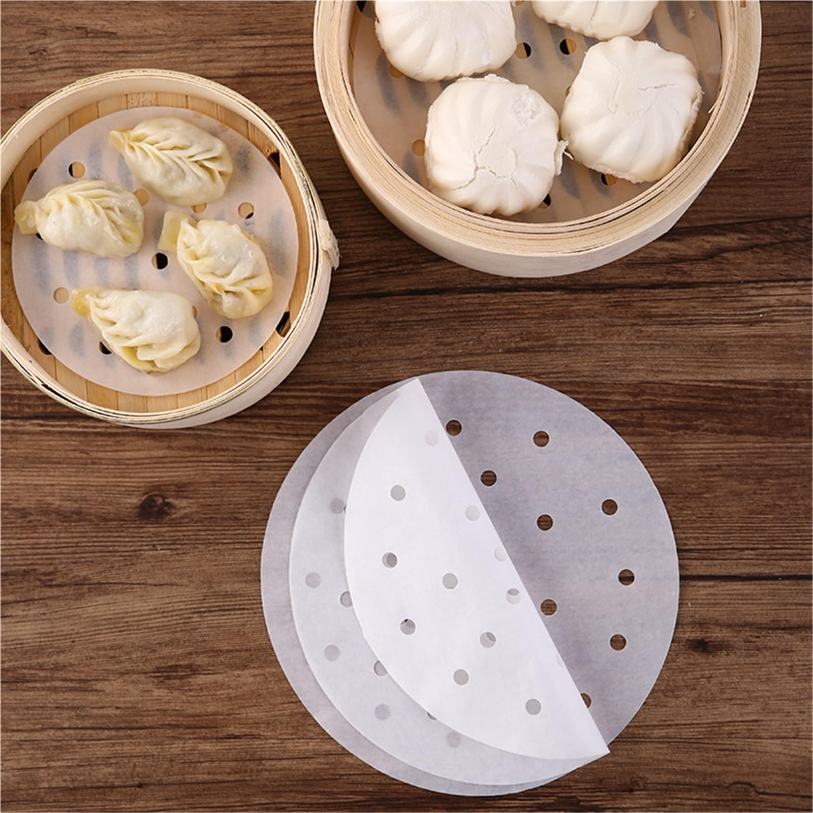 Papel de horno Papel for freidora de aire for hornear alimentos cocina, resistente al aceite, silicona doble cara, antiadherente, alfombrilla for vaporera(15.2cm,300pcs)