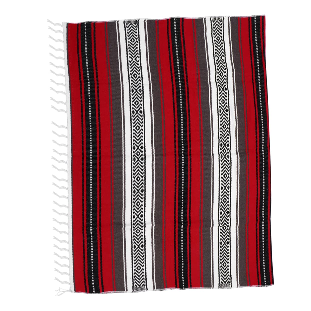 Couverture mexicaine tissée rouge en coton pour vos soirées cocooning au salon et en voyage