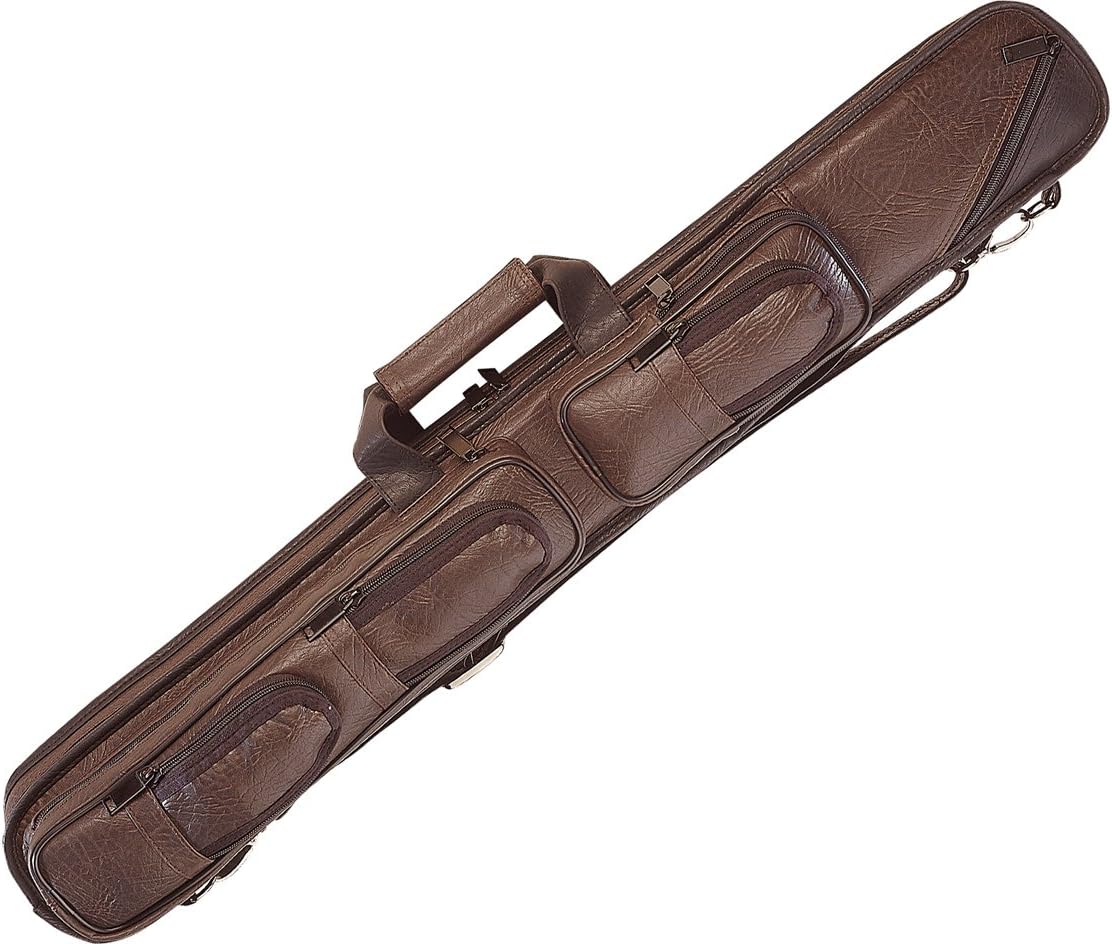 Lucasi Brown Leatherette Soft Pool Cue Case with Black Accents, 2B/2S (LC4)