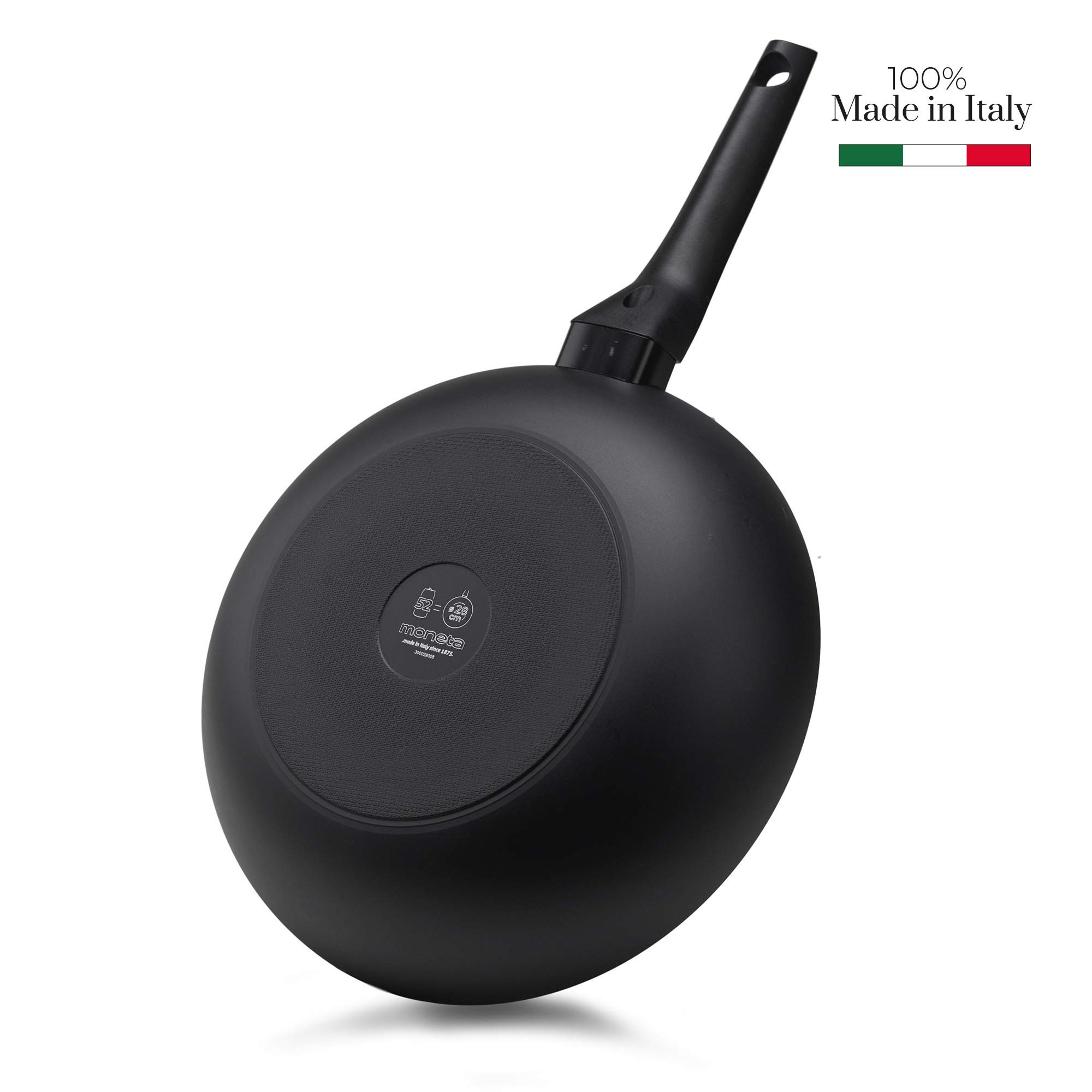 Moneta Recy Wok 28 cm Ricicla 52 Lattine, Net Induction, Nero, Corpo Alluminio 100% Riciclato