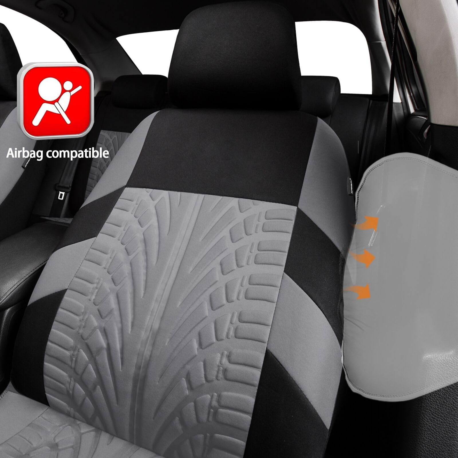 TOYOUN Classic Universal Faux Leather Car Seat Covers Fits Most Cars, Trucks, SUVs or Vans, Grey TOYOUN Classic Universal Faux Leather Car Seat Covers Fits Most Cars, Trucks, SUVs or Vans, Grey
