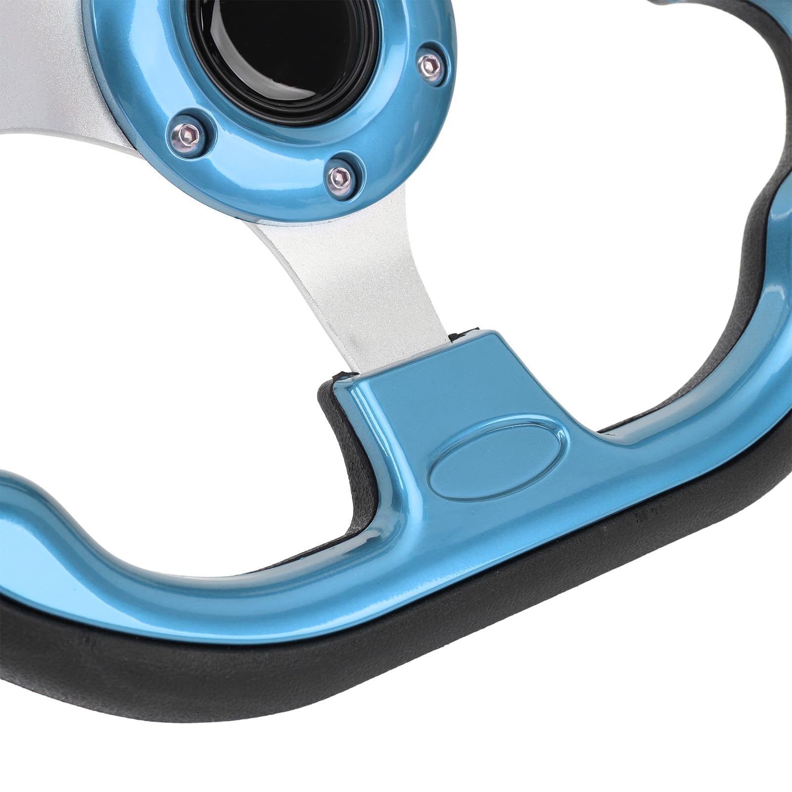 Elegante Volante per Auto Blu PU 13 Pollici - Impugnatura Migliorata, Ruota Sportiva Resistente all'impatto Facile Installazione Nei Veicoli (BLUE)