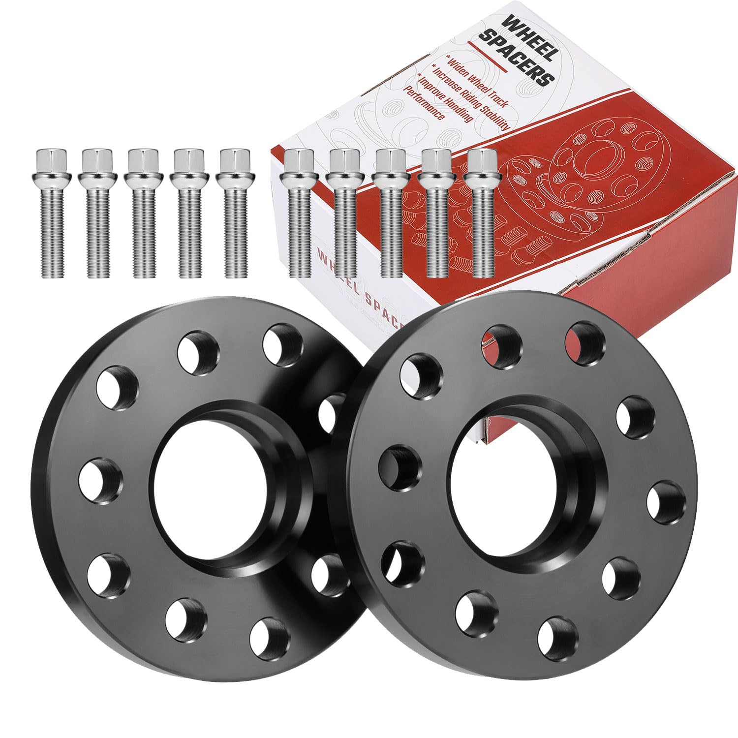 Spurverbreiterung 5x100 5x112 40mm 2x20mm Kompatibel VW Golf Audi A3 A4 A6 A8 Radschrauben M14x1.5 Spurplatten Distanzscheibe Mittenzentrierung 57,1mm Schwarz