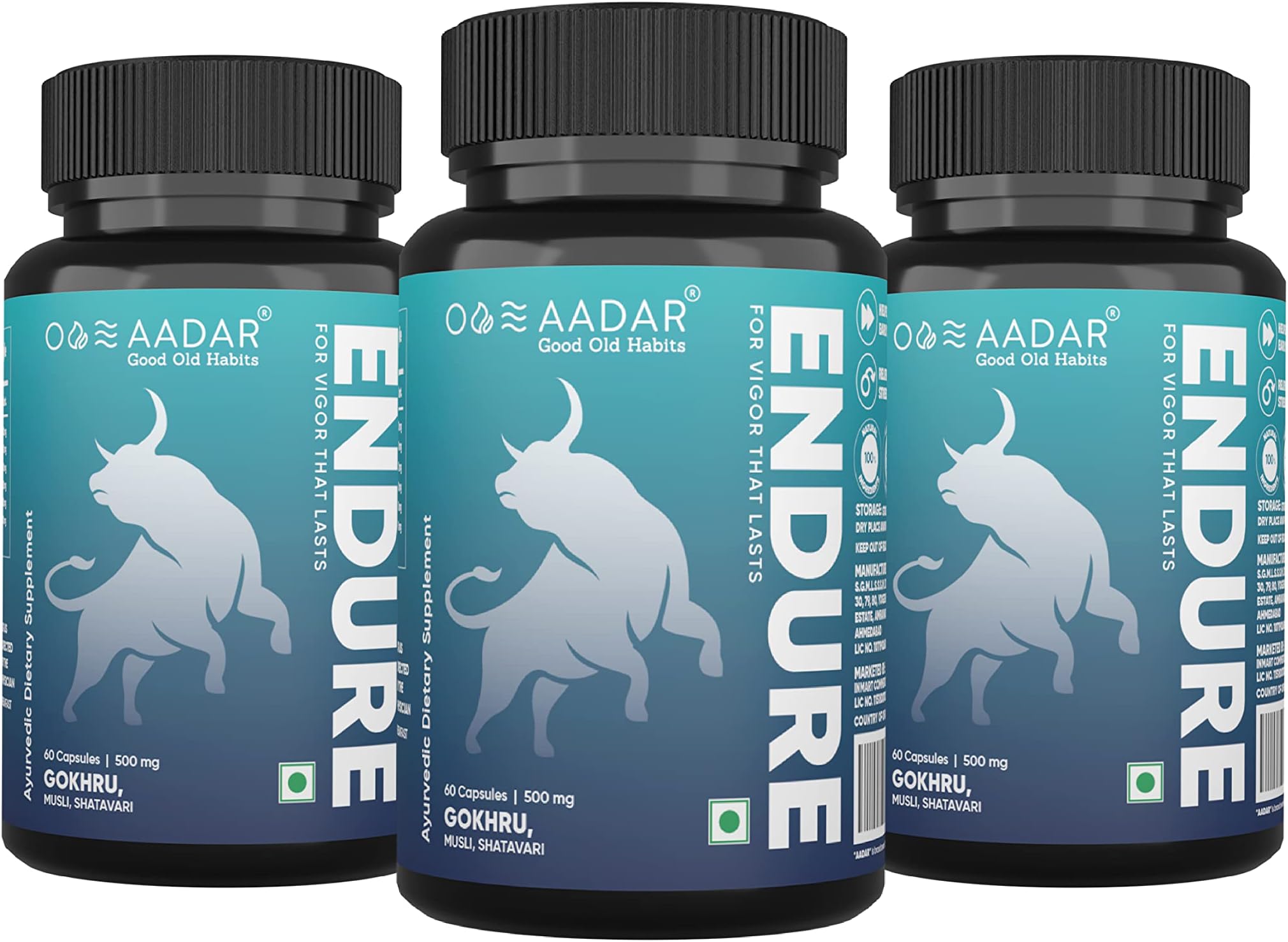 EN-DURE Capsule | Improves Energy, Immunity, Specially formulated for Men | Contains 10+ Ayurvedic herbs including Shilajit, Gokhru and Musli (60 Capsules) Pack of 3