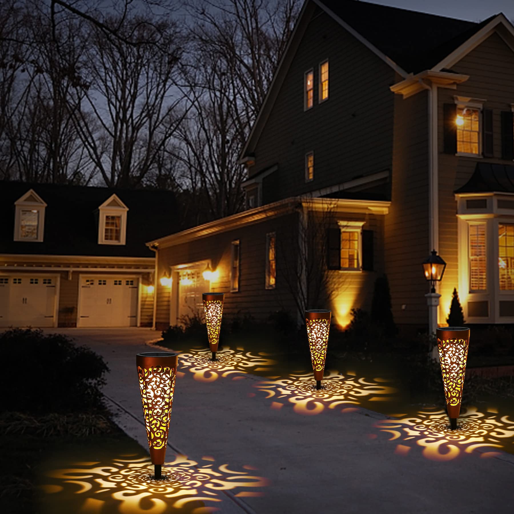 Bonsery 8 pezzi di luci solari per esterni, IP65, impermeabili, per esterni, giardino, luce solare da giardino, illuminazione solare a LED, illuminazione solare per esterni, luci da giardino chiare e