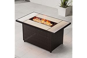 Outdoor Propane Fire Pit Table with Cover/Lid for Patio | 43 inch...