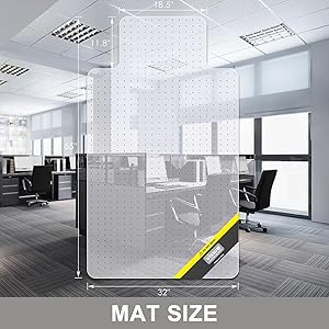 Vicwe Office Chair Mat for Carpet, 32" X 55" Heavy Duty Desk Chair Mat for Carpeted Floors, Easy Glide Rolling Plastic Floor Mat, Ship Flat,Easy to Clean with Lip