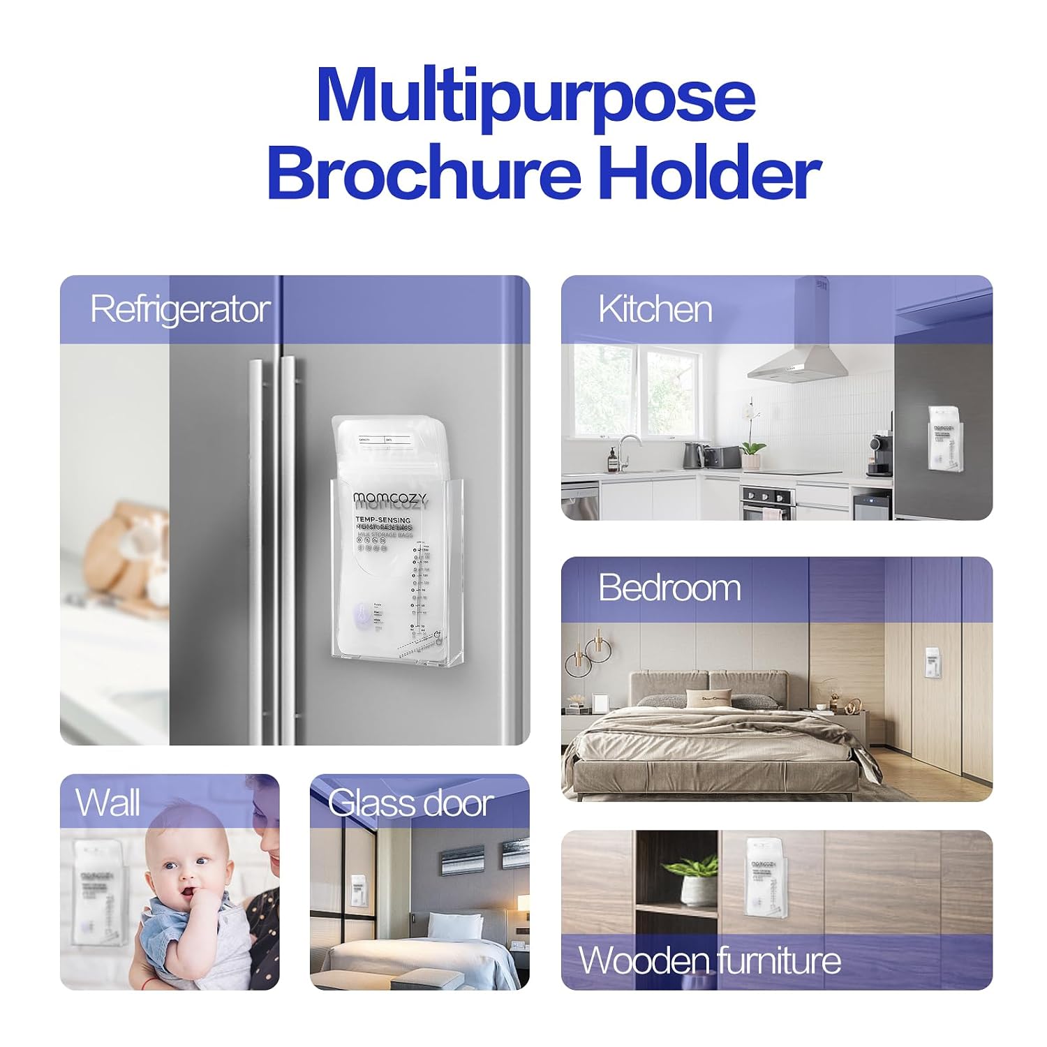 Space Saving 4" Wide Breastmilk Storage Bag Organizer for New Moms, Empty Breastmilk Storage Container for Fridge, Breast Milk Bag Holder with Paste or Screw Mount