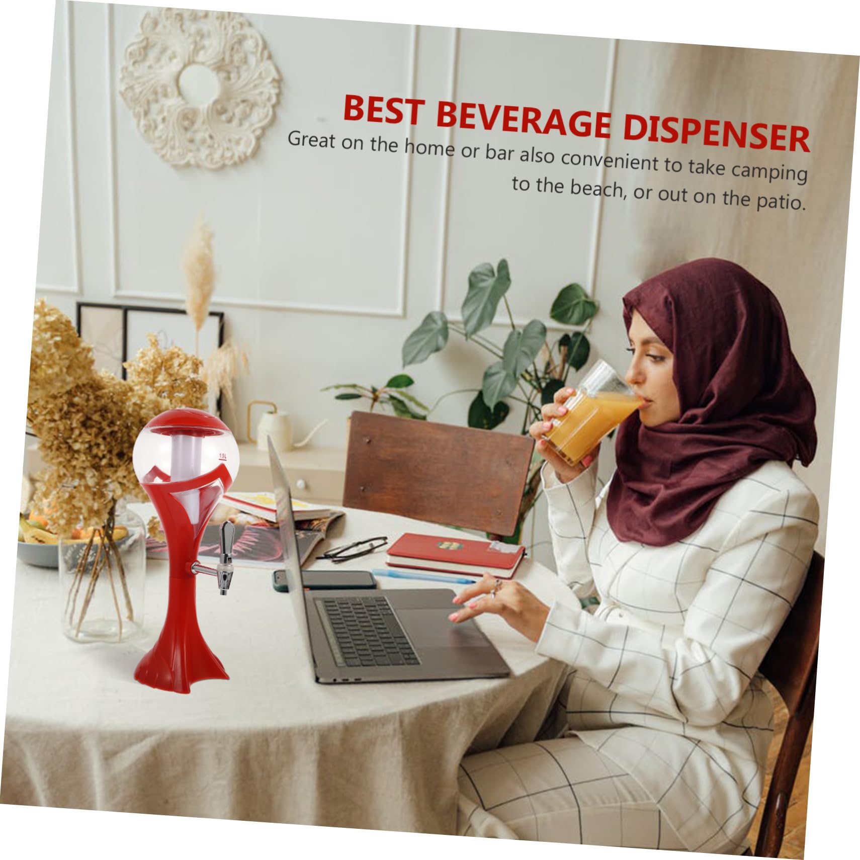 Dispensador de Bebida Luminoso de 1, 5 L en Plástico Rojo